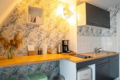 Cuisine ou kitchenette dans l'établissement Petit cocon hyper bien placé Caen