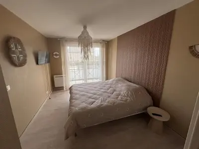 Un ou plusieurs lits dans un hébergement de l'établissement Appartement 4 personnes rue de la mer