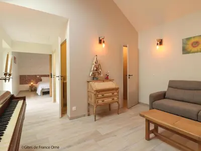 Coin salon dans l'établissement Maison de campagne, animaux sur demande - 4 pers. - FR-1-497-258