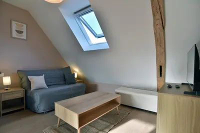 Télévision ou salle de divertissement dans l'établissement Les Trois Rois 6 - Centre Avranches