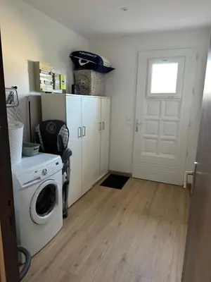 Cuisine ou kitchenette dans l'établissement Gîte bord de mer