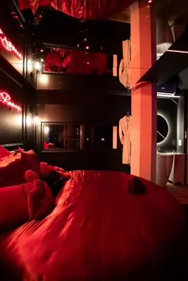 Coin salon dans l'établissement Romantic Rooms Granville
