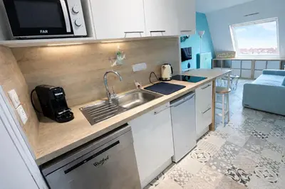 Cuisine ou kitchenette dans l'établissement Cabourg Bord de Mer