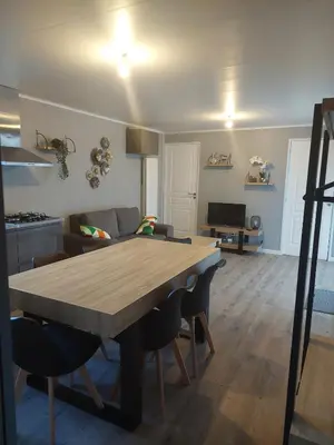 Télévision ou salle de divertissement dans l'établissement location chalet de 2 a 7 personnes en Normandie