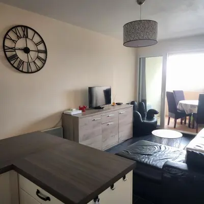 Télévision ou salle de divertissement dans l'établissement Bel appartement avec vue sur l'hippodrome