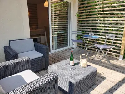 Coin salon dans l'établissement Studio Côté Jardin 2 personnes