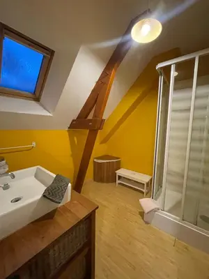 Salle de bains dans l'établissement Domaine de Braffais