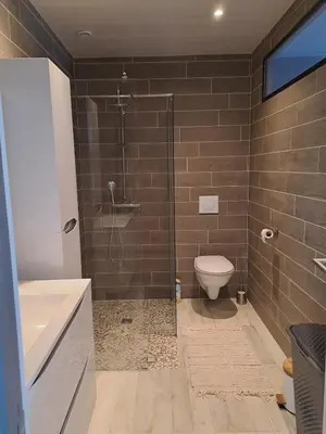 Salle de bains dans l'établissement La Ferme de L'Islet