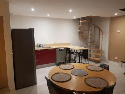 Cuisine ou kitchenette dans l'établissement La petite madeleine