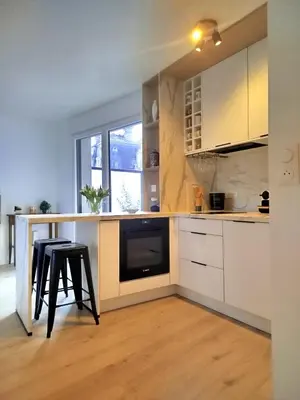 Cuisine ou kitchenette dans l'établissement Le Riva