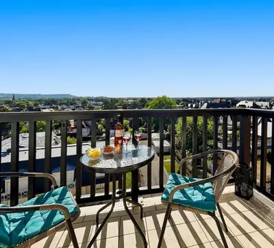 Balcon ou terrasse dans l'établissement Vue panoramique, studio front de mer avec parking