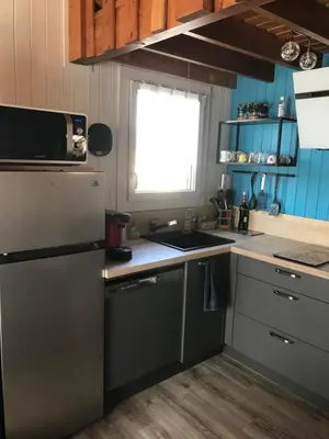 Cuisine ou kitchenette dans l'établissement Petit chalet