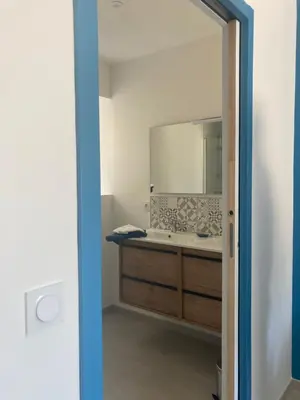 Salle de bains dans l'établissement Gîte Les Douets