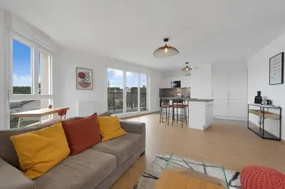 Cuisine ou kitchenette dans l'établissement Escapade & Confort à Cabourg 4 pers