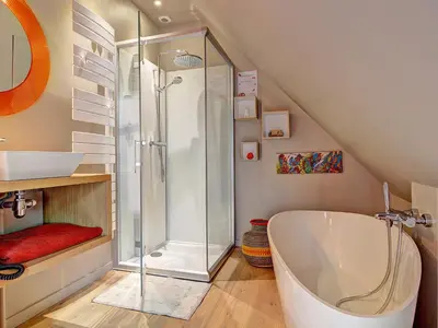 Salle de bains dans l'établissement Le bouddha du lac