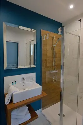 Salle de bains dans l'établissement Hôtel Le Tiburon