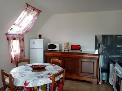 Cuisine ou kitchenette dans l'établissement Gîte Marguerite
