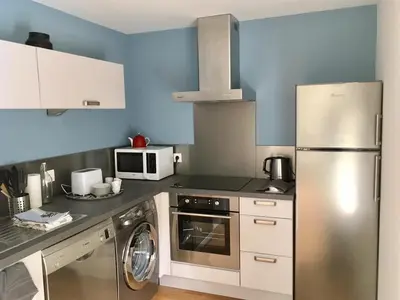 Cuisine ou kitchenette dans l'établissement Les Escuries, dépendances du Château
