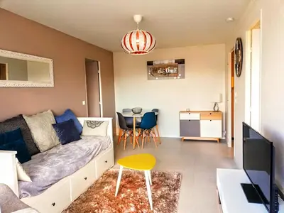 Coin salon dans l'établissement Cabourg - Hyper Centre, plage