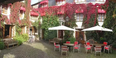 Jardin de l'établissement Logis Hotel Les Fuchsias