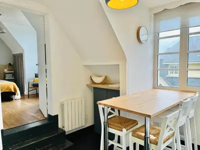 Un ou plusieurs lits dans un hébergement de l'établissement Appartement cosy bord de mer
