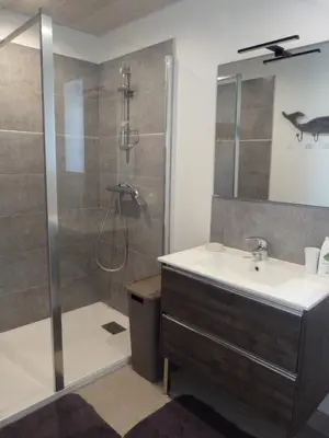 Salle de bains dans l'établissement Gîte la presqu'ile