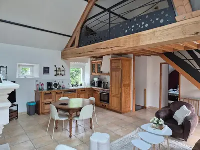 Cuisine ou kitchenette dans l'établissement Les gîtes d'Herquetot -