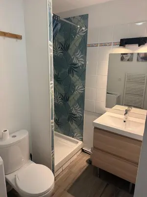 Salle de bains dans l'établissement 2 PIECES JARDIN, ACCES DIRECT MER ET PROCHE THALASSO