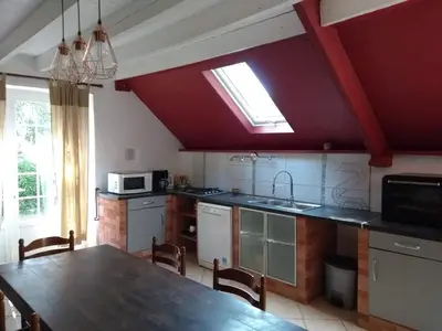 Cuisine ou kitchenette dans l'établissement Domaine du Haul - Gîte Le Pressoir