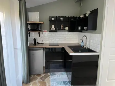 Cuisine ou kitchenette dans l'établissement Le Domaine du Sillon