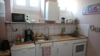 Cuisine ou kitchenette dans l'établissement Appartement familial le Tanis