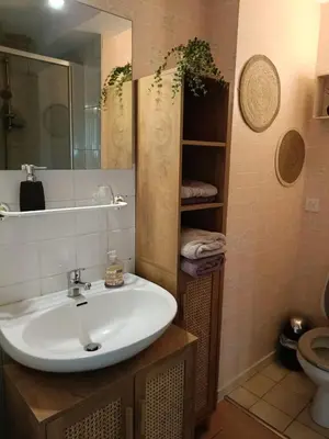 Salle de bains dans l'établissement Maison d'hôtes Les Vallées