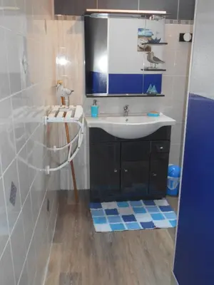 Salle de bains dans l'établissement Gite de la Huberderie