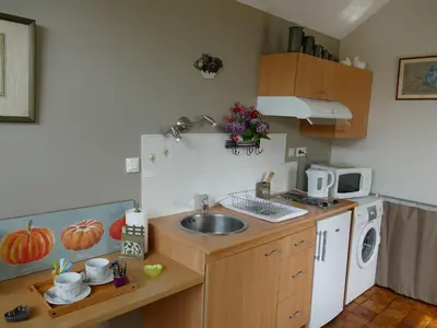 Cuisine ou kitchenette dans l'établissement Gîte Sourdeval