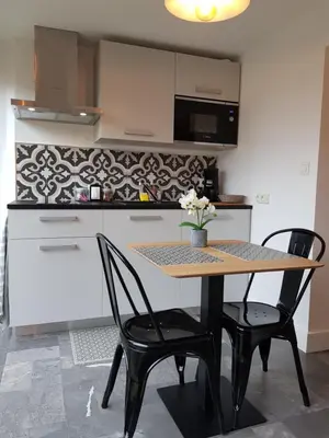 Cuisine ou kitchenette dans l'établissement Le P'tit gousset, à 100 m de la mer