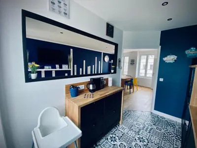 Cuisine ou kitchenette dans l'établissement Gîte « Au bord des Embruns »