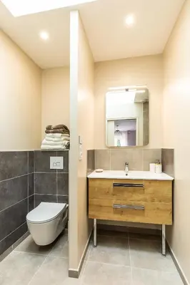 Salle de bains dans l'établissement Les prairies du Mont -La vallée Saint Pierre