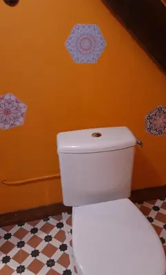 Salle de bains dans l'établissement LE CHALET SUISSE - Chambre aux fleurs