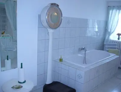 Salle de bains dans l'établissement Ferme de Dauval