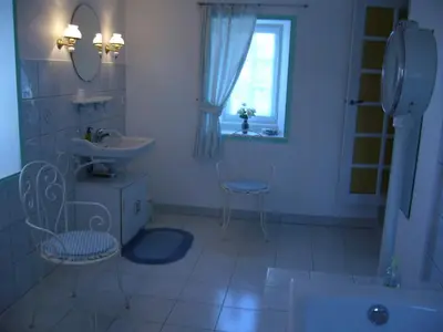 Salle de bains dans l'établissement Ferme de Dauval