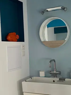 Salle de bains dans l'établissement Maisonnette de la mer