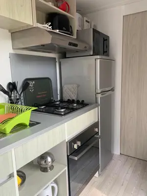 Cuisine ou kitchenette dans l'établissement Mobil Home 10 M et Mme COLAS