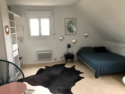 Un ou plusieurs lits dans un hébergement de l'établissement Le Spot, charmant studio à 200m de la mer
