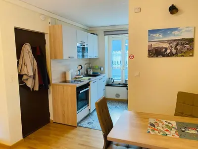 Cuisine ou kitchenette dans l'établissement STUDIO CANCALE - PORT DE LA HOULE - classé 2 étoiles