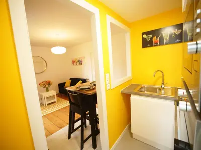Cuisine ou kitchenette dans l'établissement Les Gîtes du Couesnon