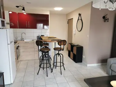 Cuisine ou kitchenette dans l'établissement Normandie, mer et campagne