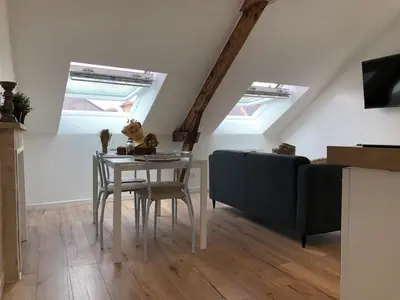 Télévision ou salle de divertissement dans l'établissement Nouveau ! Appartement loft hyper centre Bayeux