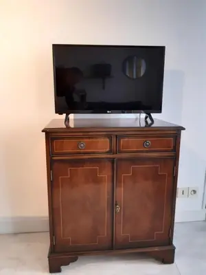 Télévision ou salle de divertissement dans l'établissement Appartement Haute Ville meublé avec cour privative