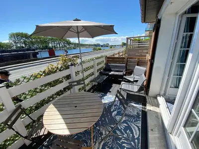 Balcon ou terrasse dans l'établissement Maison de vacances VUE MER ET CANAL