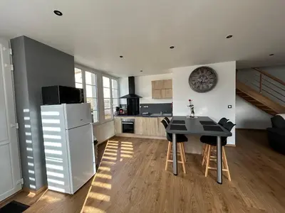 Cuisine ou kitchenette dans l'établissement gite le C-47 proche des plages du Débarquement